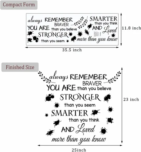 Vista 7 de Calcomanía de pared con texto en inglés «Always Remember You are Braver» (texto en inglés «Always Remember You are Braver») de vinilo extraíble