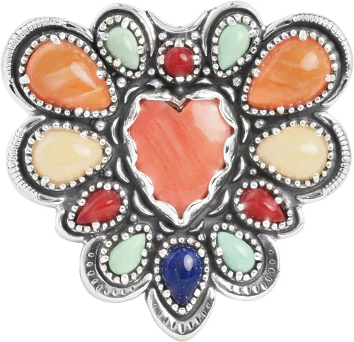 Vista 5 de American West - Anillo de plata de ley para mujer, diseño de corazón con piedras preciosas múltiples, tallas 5 a 10