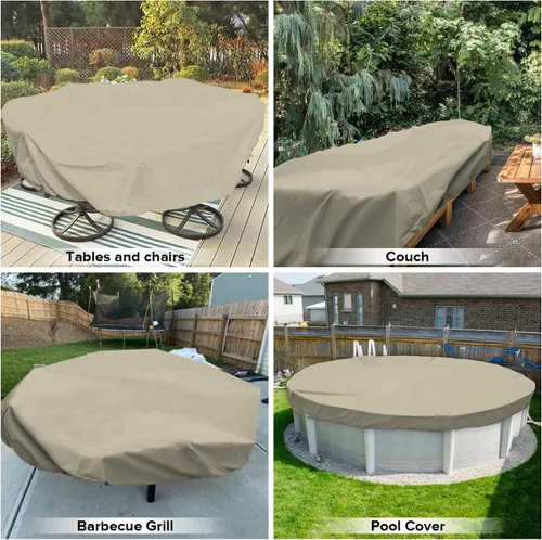 Vista 6 de Fundas para muebles de patio, impermeables, resistentes a los rayos UV, resistentes a los rayos UV, para exteriores, mesa redonda y rectangular