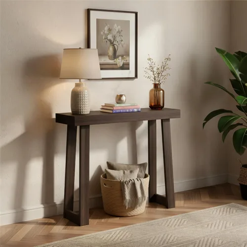 Vista 21 de Plank+Beam Mesa consola de madera maciza, 36 pulgadas, mesa de sofá, mesa de entrada estrecha para pasillo, detrás del sofá, sala de estar, Negro