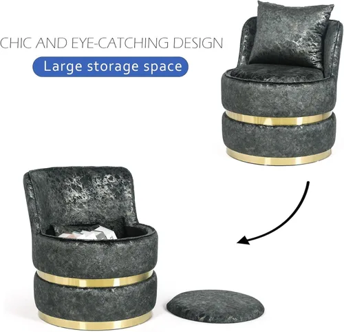 Vista 6 de Adeco Leisure, Mid-Century Modern Accent - Cojín acolchado suave para respaldo y asiento, almacenamiento de barril, sofá individual para sala