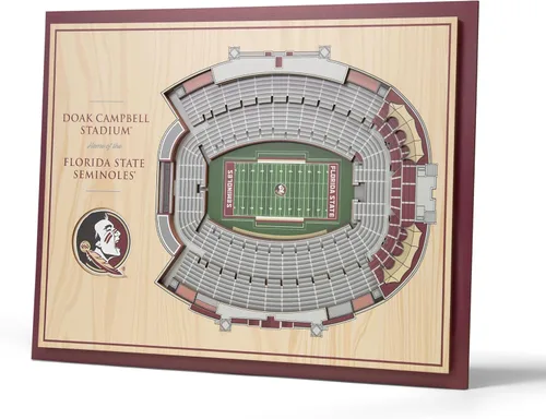 Vista 24 de YouTheFan - Póster para pared de la NCAA, vista de estadio en 3D de 5 niveles, Marrón