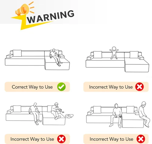 Vista 9 de Sofá modular modular, sofá convertible en forma de L y sofá cama, sala de estar con suelo nuboso para juegos de muebles de sala de estar, beige
