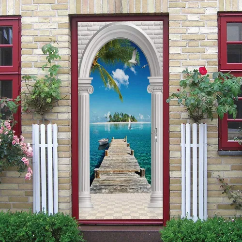 Vista 50 de Calcomanías 3D para puerta, murales para despegar y pegar, papel tapiz de caballo, calcomanías autoadhesivas extraíbles de PVC, impermeable, póster