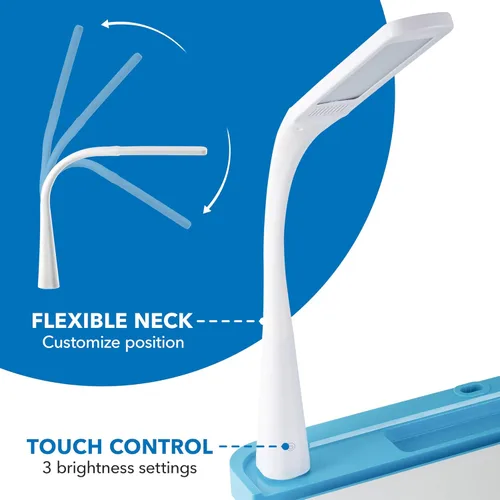 Vista 5 de Mount-It! Kit de accesorios para escritorio infantil de altura ajustable Incluye lámpara LED, estante para libros y portalápices, azul, funciona