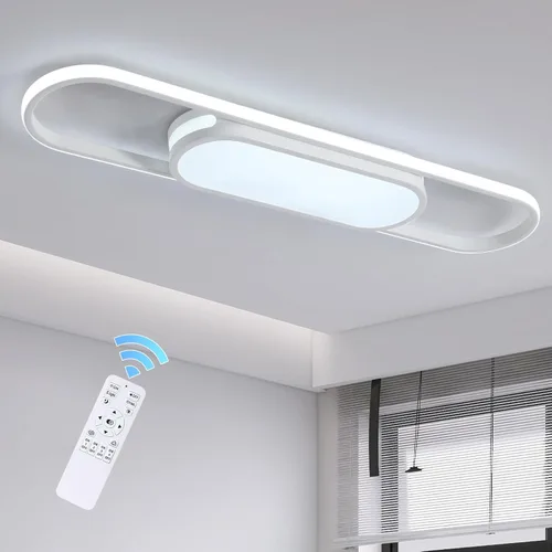 Vista 17 de Qcyuui Luces LED de Techo Regulables 46.4'' Accesorios de Iluminación para Cocina de Techo Negro Empotrado con Control Remoto Luz de Techo Lineal