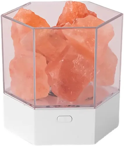 Vista 4 de Lámpara de sal de rosa natural para luz cálida y acogedora, perfecta como regalo o decoración del hogar