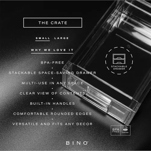 Vista 4 de BINO Cajones de almacenamiento apilables, pequeños - transparentes THE CRATE COLLECTION Contenedores de almacenamiento con cajones