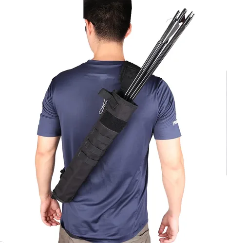 Vista 7 de KRATARC Carcaj de flechas de tiro con arco ligero para la espalda de doble uso plegable compacto con sistema Molle colgado para tiro al blanco
