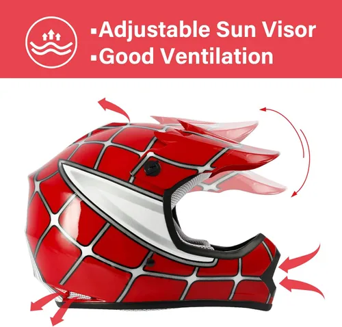 Vista 4 de TCT-MOTORPARTS DOT - Casco de motocross ATV para niños y jóvenes, casco de cara completa