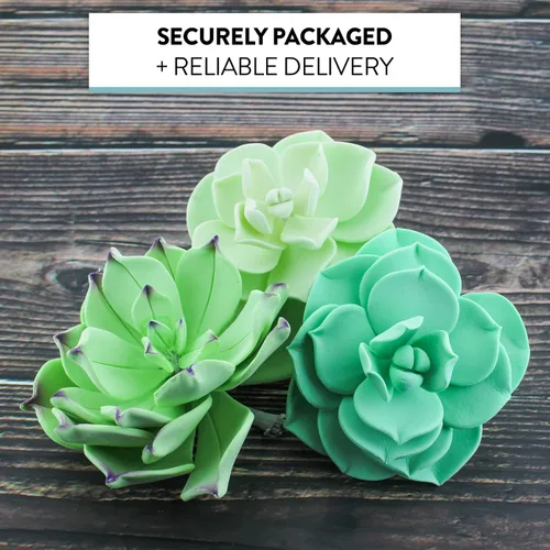 Vista 4 de Global Sugar Art Chef Alan Tetreault - Juego de suculentas, 3 tamaños, 9 unidades Sugar succulents for cake decorating, fondant succulents, sugar