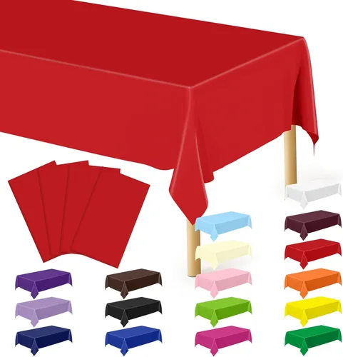 Vista 26 de QZYL 4 manteles de picnic con fundas de banco, manteles de plástico negro, 54 x 108 pulgadas, fundas rectangulares desechables impermeables