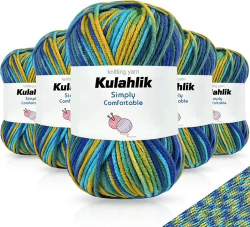 Vista 41 de Hilo acrílico de 8.82 oz (5 x 1.76 oz) para tejer, hilo de hilo degradado colorido, 5 rollos de madejas, perfecto para cualquier proyecto de 06