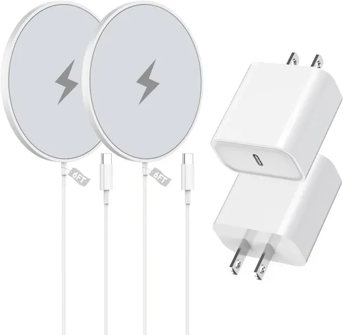 Cargador inalámbrico magnético, paquete de 2 [certificado Apple MFi] Carga rápida Mag de 6 pies para iPhone 16 15, almohadilla de carga inalámbrica