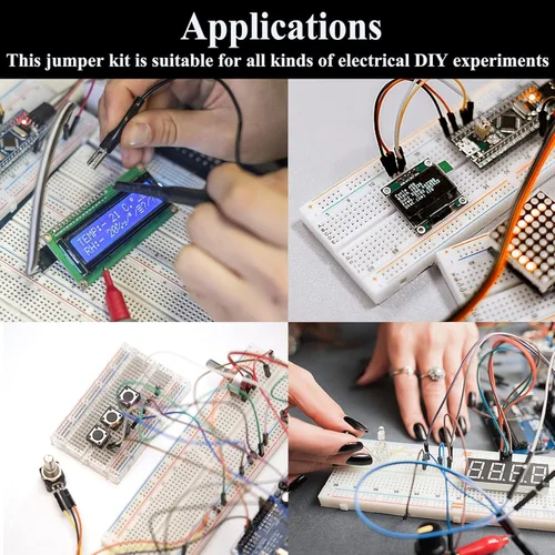 Vista 8 de Juego de 560 piezas de placa de circuito PCB, 14 cables de puente con tabla de pan y pinzas, adecuado para experimentos eléctricos de bricolaje