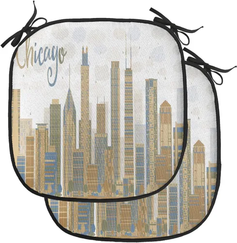 Vista 87 de Lunarable American Chair Cushion Pad, Massachusetts Flagg Holds a Bow and Pointing Downward Arrow, Seat Padding for Kitchen & Patio with Anti-Slip