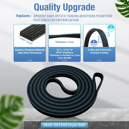 Vista 3 de Kit de reparación de secadora Samsung mejorado para DC97-16782A Kit de reemplazo de rodillo de secadora Samsung, DC93-00634A polea loca de secadora