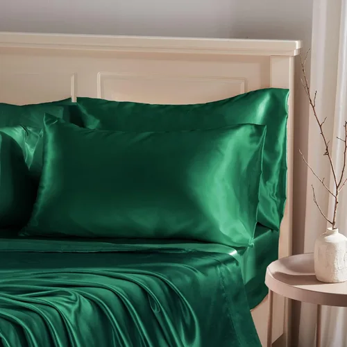 Vista 17 de Manyshofu - Funda de almohada de satén beige para protección del cabello - 2 piezas, fundas de almohada estándar, lujosas y sedosas, fundas