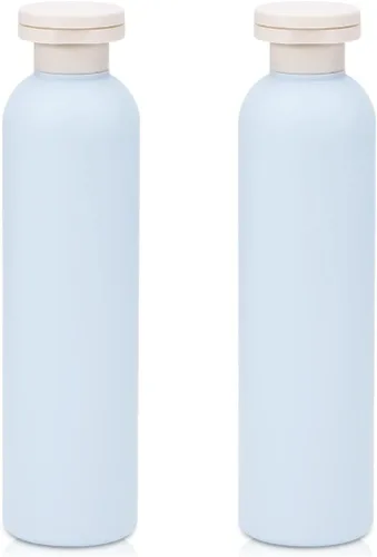 Vista 7 de Botellas de champú de viaje de plástico de 6.8 onzas, botellas exprimibles recargables con tapa abatible para artículos de tocador, recipiente