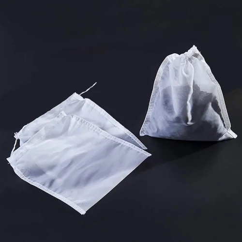 Vista 4 de 3 bolsas de filtro reutilizables de malla de nailon para leche de nueces, café, jugo, 74 micrones, 8 x 12 pulgadas