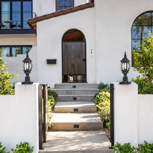 Vista 8 de HOLKIRT Luz de poste al aire libre, lámpara vintage, farol exterior impermeable con base de montaje en muelle para montaje en poste de jardín