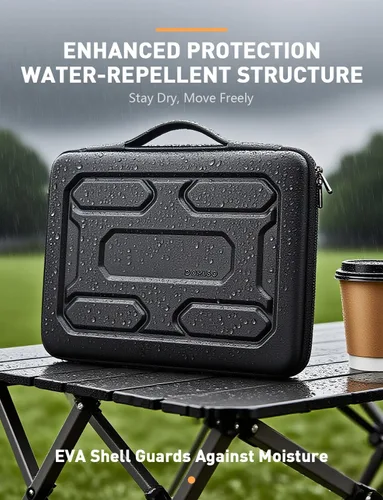 Vista 4 de DOMISO Funda para laptop de 13.3 pulgadas con asa, bolsa para computadora a prueba de golpes, funda protectora impermeable EVA para portátiles