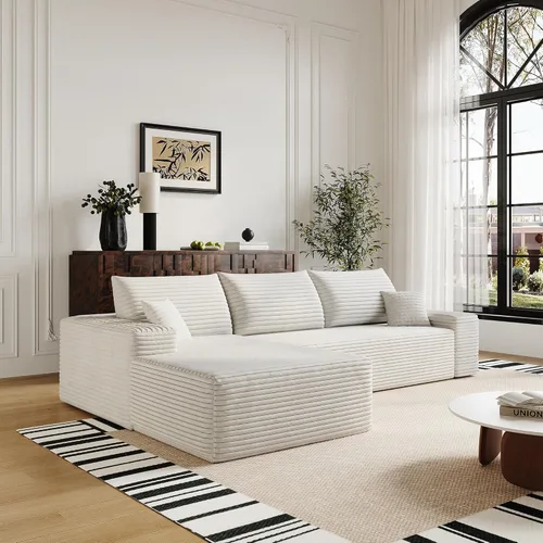 Vista 41 de AUGOP Sofá modular moderno de 96 pulgadas para sala de estar, sofá modular con sofás en forma de L, sofá tapizado sin hueso, sofá seccional con Negro