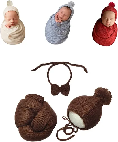 Manta elástica para fotografía de recién nacido, manta de ganchillo para fotos de bebé, accesorios de punto para sesión de fotos para niños y niñas
