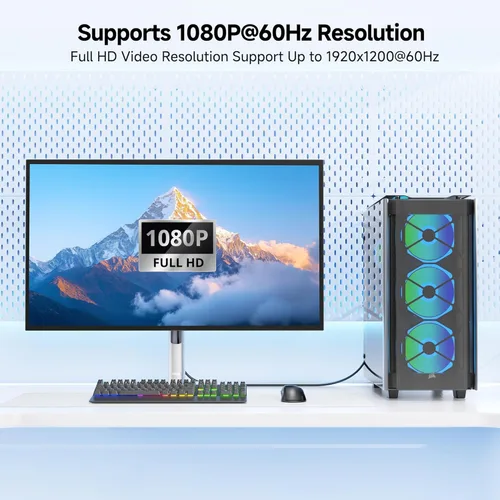 Vista 3 de Cable Matters Cable VGA a VGA de 6 pies con ferritas (cable VGA, cable de monitor VGA, cable de monitor de computadora, VGA macho a macho)