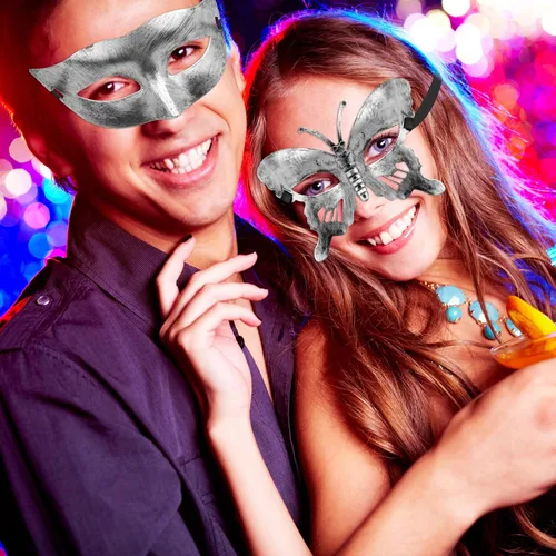 Vista 6 de FEQO 32 piezas máscaras de máscaras, máscaras venecianas vintage antiguas