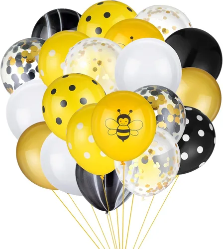 Skylety 100 Pcs Bee Balloons Decorations Kit Happy Bee Day Dots Balloon Confetti Black Yellow Latex Favor for Birthday Party Decoration