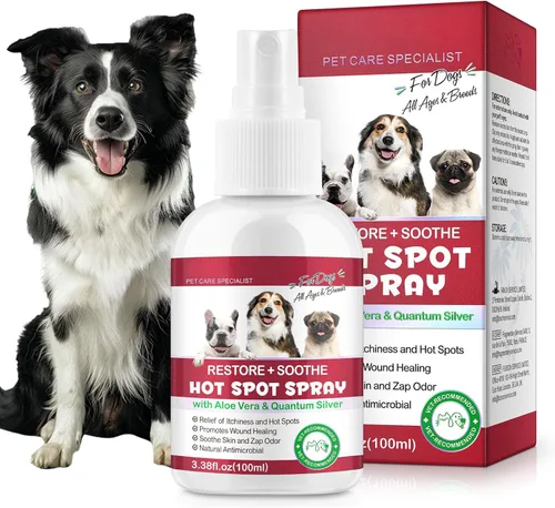 Spray para puntos calientes para perros – Suave para pieles sensibles, alivia la piel seca, arañazos, lamidos excesivos y cuidado de heridas.