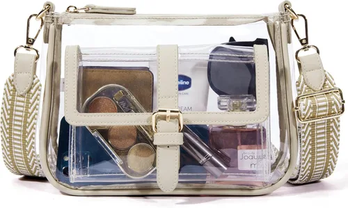 Vista 6 de Cartera de hombro transparente con correa de guitarra de Missnine, bolsa cruzada aprobada para estadio, bolsa de concierto para mujer de PVC