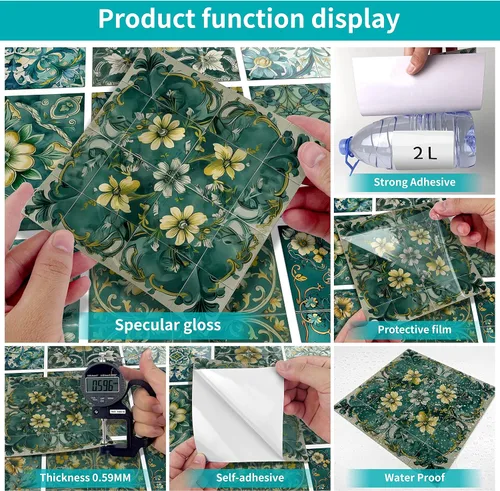 Vista 9 de Alwayspon Adhesivo para azulejos de pared moriscos para despegar y pegar, calcomanías de vinilo autoadhesivas para azulejos de cocina y baño, 5.9 x