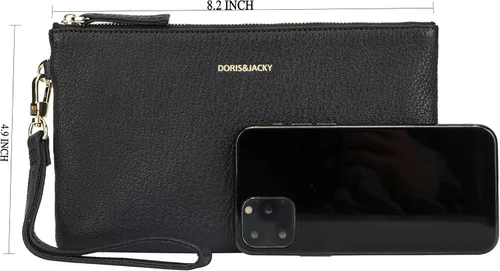 Vista 2 de DORIS&JACKY Bolso pequeño lindo de la cartera del embrague de cuero de la piel de cabra con la correa