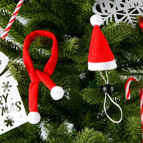 Vista 3 de Juego de 12 bufandas de gorro de pollo para mascotas, gorro de animal de Navidad, mini sombrero de Papá Noel, gorro de Navidad para mascotas