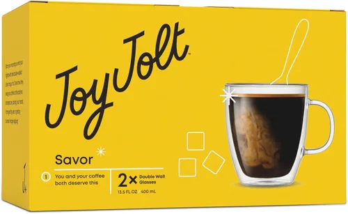 Vista 8 de JoyJolt Savor - Tazas de café de vidrio de doble pared aisladas (Set de 2) - 13.5 onzas