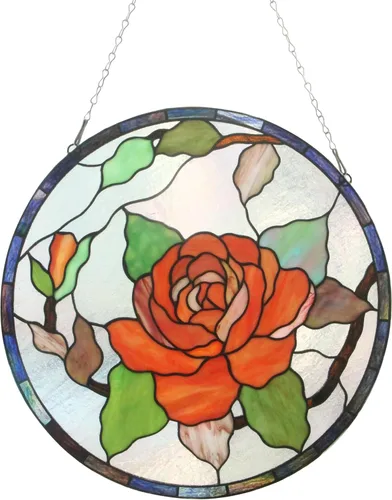 Vista 9 de Atrapasoles de iris holandés para ventana, hojas de vidrieras de flores, panel colgante de película para ventana, atrapa luz de flores, decoración