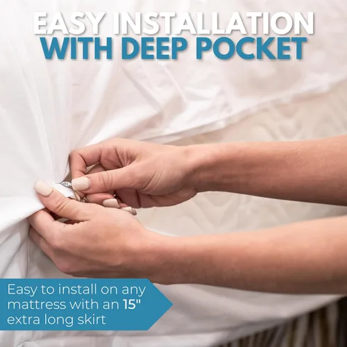 Vista 6 de Funda de colchón impermeable premium con cremallera, tamaño individual, de 39 x 75 pulgadas, 100% algodón, hipoalergénica, funda de colchón de seis