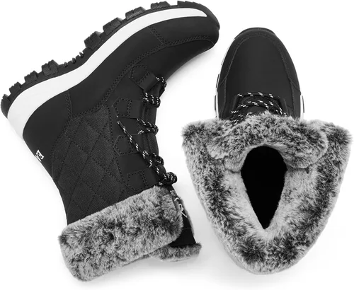Vista 6 de EARLDE Womens Snow Boot With Waterproof Lace Up Mid-Calf Outdoor Winter Deep Tread Rubber Sole