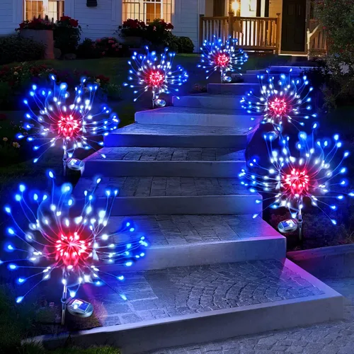 Vista 20 de Anordsem Luces Solares para Exteriores Decorativas: Alambre de Cobre Flexible con 120 Perlas LED de Fuegos Artificiales - Impermeables, DIY