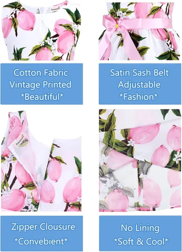 Vista 4 de Vestido de verano para niña, de algodón, con diseño floral