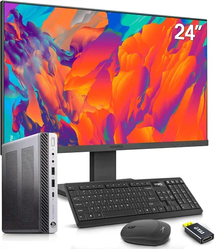 HP EliteDesk - Mini computadora de escritorio con monitor de 24 pulgadas, Intel i7-6700 AX210 Wi-Fi 6e, Bluetooth 5.2, 32 GB de RAM, SSD NVMe de 1