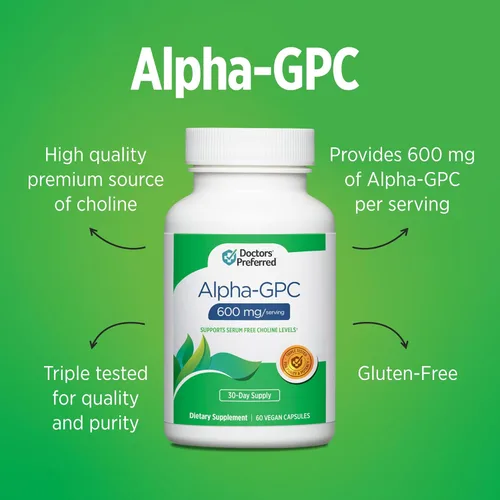 Vista 5 de DOCTORS' PREFERRED Suplemento Alpha GPC - Fórmula premium. 600 mg/porción, 60 cápsulas veganas, suministro para 30 días