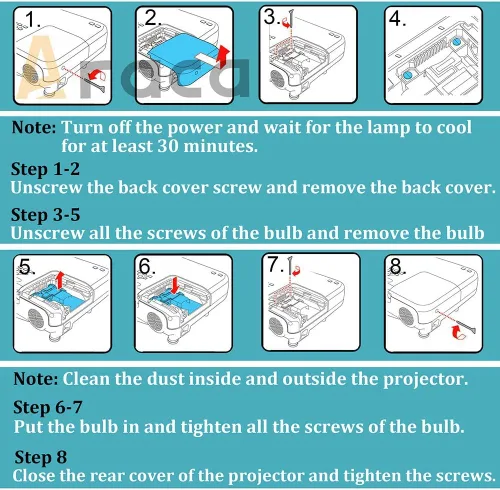 Vista 6 de Araca Lámpara de proyector NP20LP con carcasa para lámpara de proyector de repuesto U300X U310W