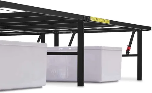 Vista 42 de Amazon Basics Base de cama con almacenamiento, plataforma de metal plegable, acero resistente, no necesita somier, 14 pulgadas de alto, instalación