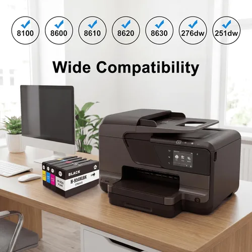 Vista 3 de Paquete combinado de cartuchos de tinta, repuesto compatible para HP 950/951XL, para impresoras OfficeJet Pro 8100, 8600, 8610, 8615, 8620, 8625