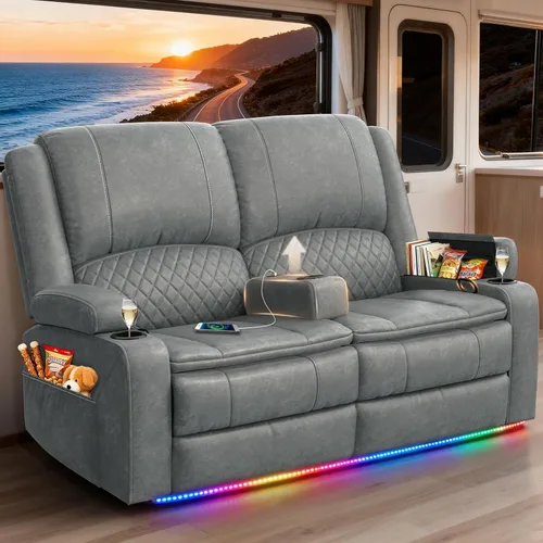 Vista 13 de Sofá reclinable mejorado 2026 de 3 plazas con sillón reclinable, asiento de cine en casa con consola elevable y reposabrazos extraíbles, sofá manual