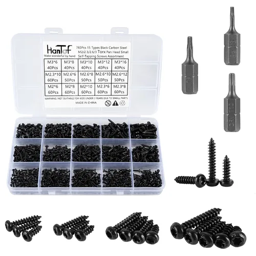 Vista 13 de 700Pcs Tornillos autorroscantes Phillips de cabeza plana con arandela, acero inoxidable 304, tornillos de madera pequeños/mini M2 M2.3 M2.6 M3, kit