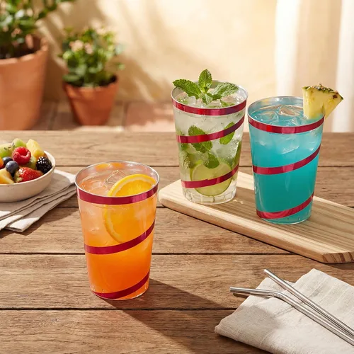 Vista 4 de Bokon 100 vasos de plástico transparente con borde de 12 onzas con borde, vasos desechables de plástico, vasos de vino, elegantes vasos de boda